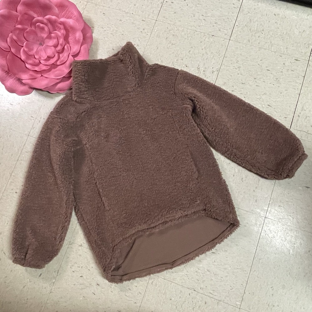 LULULEMON Sz 4 Smoky Topaz Warmth Restore Pullover Funnel Neck Sherpa Teddy Bear
